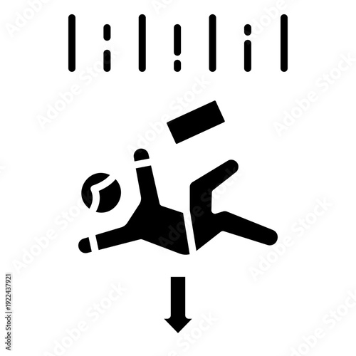 Falling Person Icon: Danger, Accident, and Risk Illustration