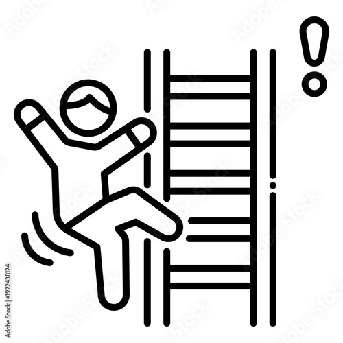 Falling from Ladder Accident Icon. Safety Warning