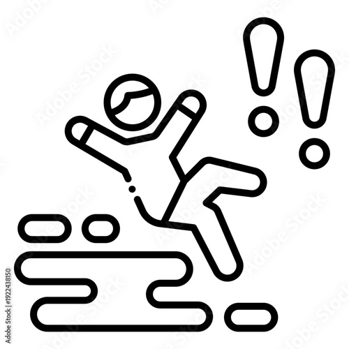 Slipping on Wet Floor Icon: Danger and Accident Illustration