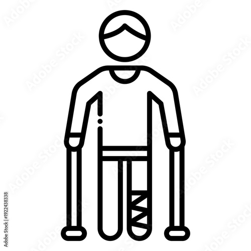 Person with Broken Leg Using Crutches Icon