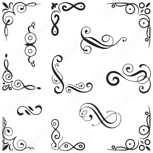 Set of black and white elegant ornamental dividers and page rules eps 10