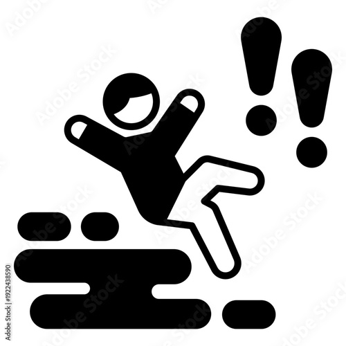 Slippery Floor Hazard Icon: Person Falling