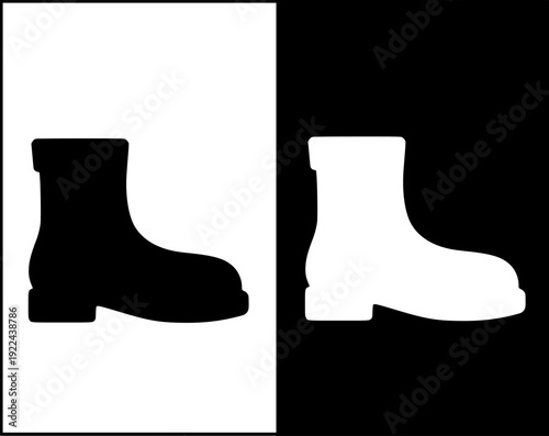 Fashion and lifestyle icon, vector illustration of boots with silhouette design, in original and negative versions
