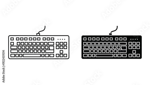 Black and white computer keyboards illustration