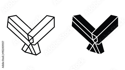 Black and white 3D Y letter