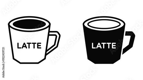 Coffee Latte in White and Black Cups