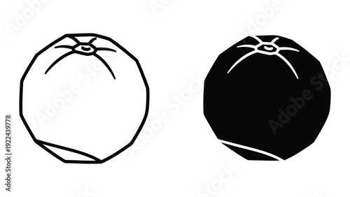 Simple black and white illustration of tomatoes
