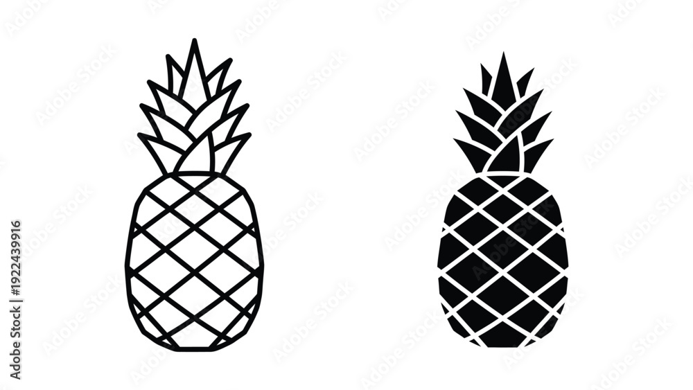 Obraz premium Black and white pineapple icons
