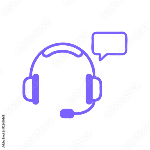Minimal customer support headset icon featuring a clean rounded headband and integrated microphone boom. Designed with consistent stroke weight and modern SaaS aesthetics, ideal for helpdesk, call cen