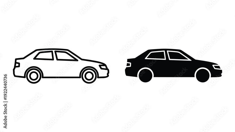 Fototapeta premium Two cars side by side in black and white