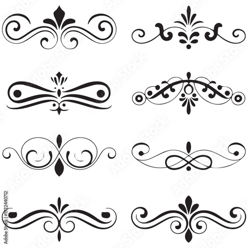 Set of black and white elegant ornamental dividers and page rules eps 10