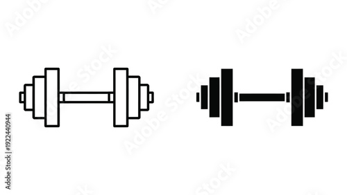 Simple dumbbell icons in outline and filled styles