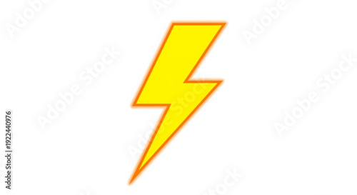 Yellow lightning bolt icon with orange outline on white background symbolizing energy and power in graphic design