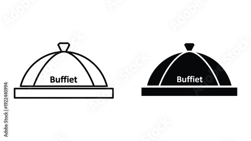 Buffet cloche icon set