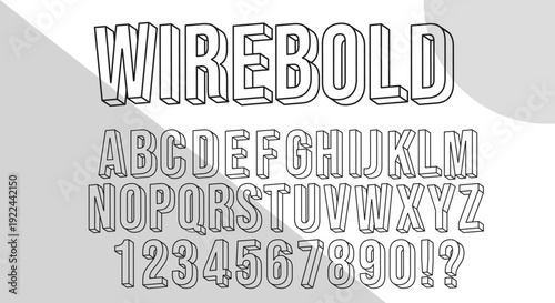 Wirebold Outline 3D Font - Bold Wireframe Alphabet