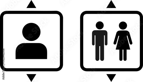 Restroom signs for men and women in modern facilities