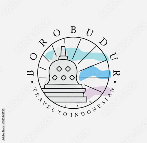 Minimalist Borobudur Temple Logo Line Art Design Template Of The Indonesian Buddhist	