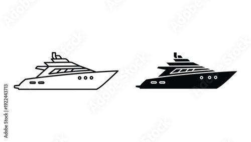 Luxury yacht vector illustration set