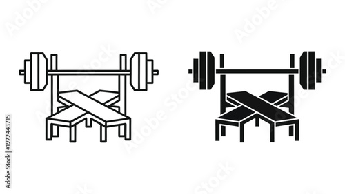Barbell on a stand icon set