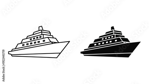 Cruise ship outline and silhouette