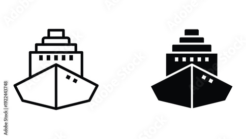 Cruise ship icons in black and white