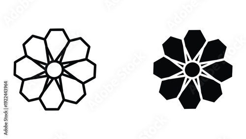 Black and white flower icons