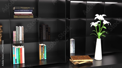 オンラインミーティング用背景 テレビ会議背景用 ZOOM会議背景用 CG 部屋 ラウンジ 本棚 書斎 ランプ ライト video conferencing for using in video conference and as a zoom background.