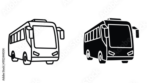 Black and white bus icons