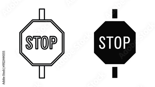Stop signs in black and white