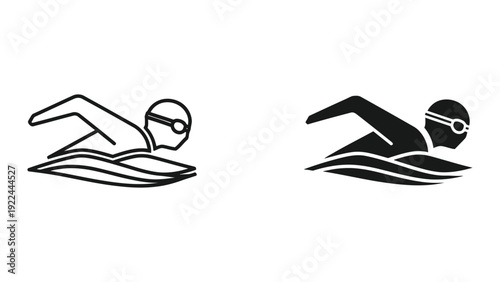 Two swimmers in different styles