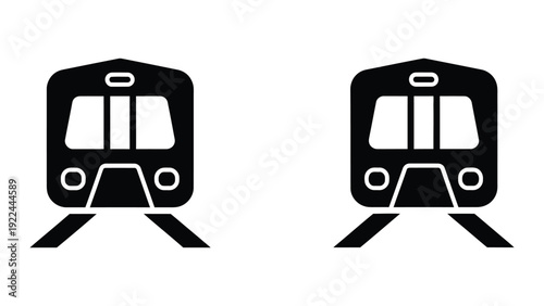 Two subway trains on white background