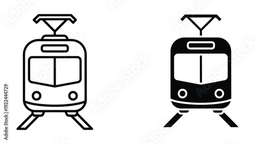 Train icons in black and white