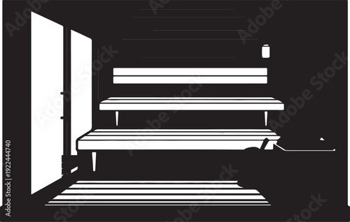 Modern sauna retreat in silhouettes