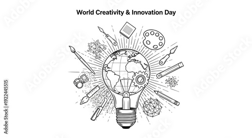 World Creativity and Innovation Day: Globe Lightbulb Idea with Art Supplies