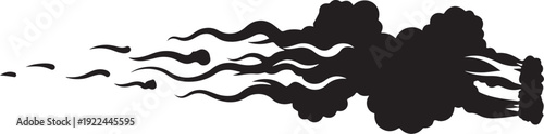 Black smoke cloud rising on white background illustration design