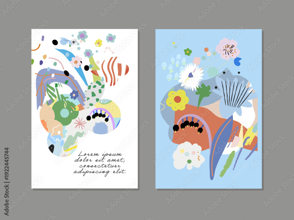 Fototapeta premium Floral Abstract Posters. Design for social media, cards, posters
