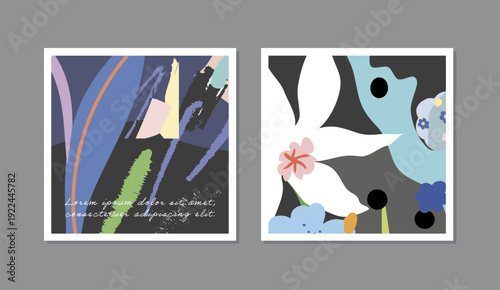 Floral Abstract Posters. Design for social media, cards, posters