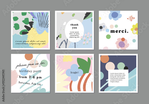 Floral Abstract Posters. Design for social media, cards, posters