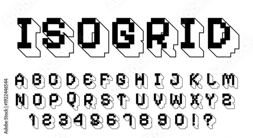 Isogrid Pixel Font - 3D Isometric Alphabet