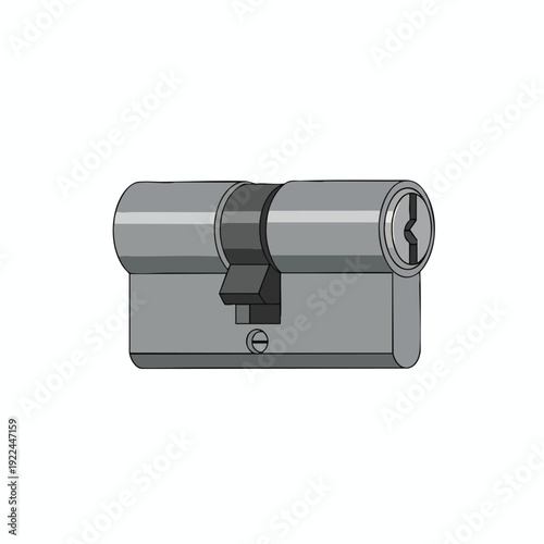 Close Up of a Classic Cylinder Lock with Keyhole and Locking Mechanism