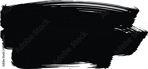 The image showcases a prominent thick stroke of black paint applied to a clean