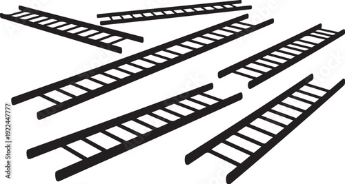 Railroad tracks in various orientations on white background illustration