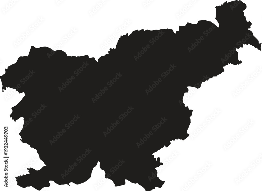 Obraz premium Adobe Illustrator Artwork.Accurate Real-World Map Silhouette of Slovenia Accurate silhouette map of Slovenia with detailed borders. Editable EPS vector ideal for European geography, travel. 