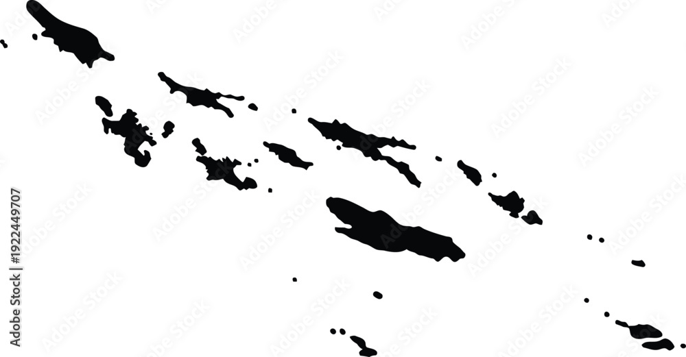 Obraz premium Accurate Real-World Map Silhouette of Solomon IslandsPrecise island silhouette map of Solomon Islands with accurate boundaries. Editable EPS vector suitable for Oceania geography and travel map.