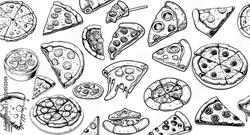 vector pizza pattern pizza, vector, pattern, background, illustration, food, seamless, cheese, pepperoni, italian, tomato, slice, delicious,