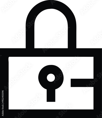A black and white illustration of a padlock with an open shackle.