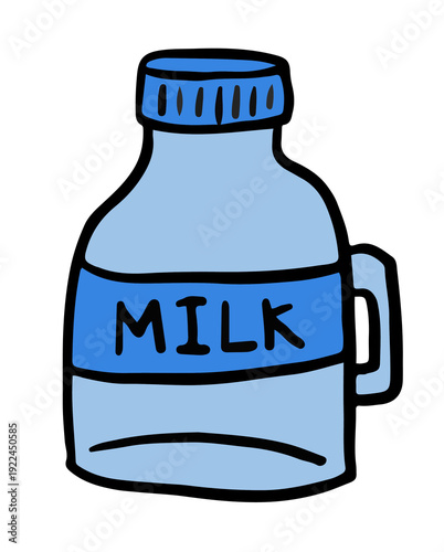 Hand drawn milk carton for grocery shopping, supermarket, market, mart, cafe, restaurant, drink menu, workloads, decoration, weekdays, weekends, fridge magnet, breakfast, brunch, back to school, kids