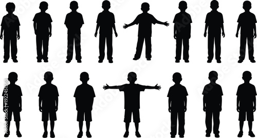 Set of elegant black dress silhouettes featuring evening gowns and cocktail dresses for fashion design isolated on white background