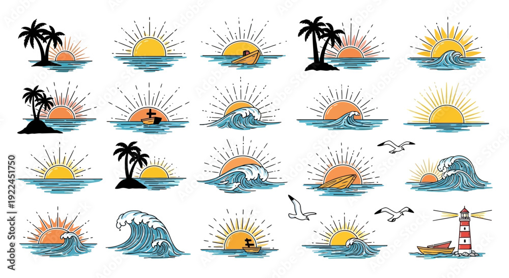 Obraz premium Collection of Beach and Ocean Elements.