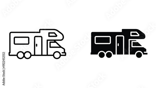 Camper van icon set